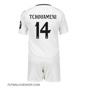 Dres Real Madrid Aurelien Tchouameni #14 Domáci pre deti 2024-25 Krátky Rukáv (+ trenírky)